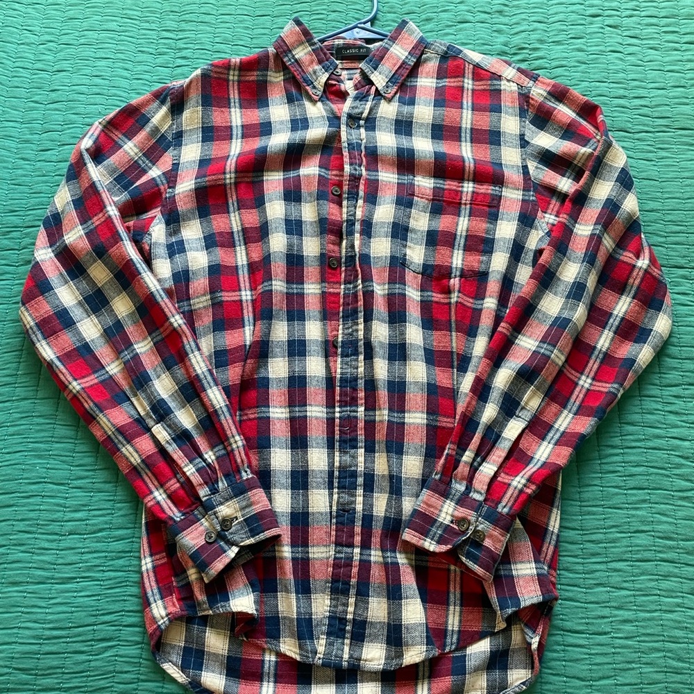 Flannel blue red button up